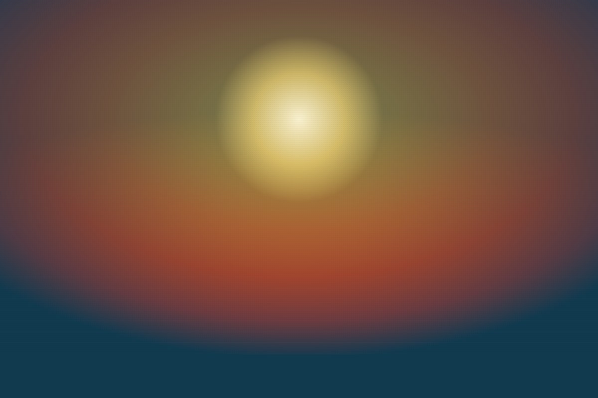 A warm summer sun over a heat-hazed gradient
